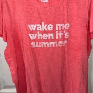 Old Navy Coral Pink Graphic Tee with White Glitter Text